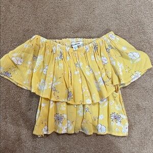 Billabong Mustard Floral Ruffle Top